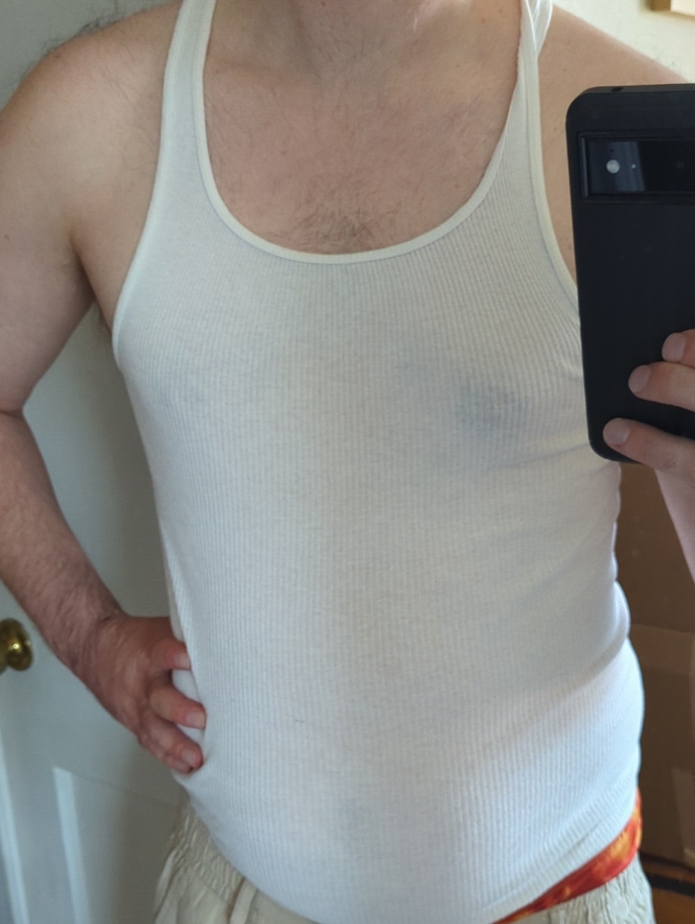 Used Hanes White Ribbed Tank Undershirt - Men's Comfortable Fit